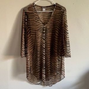 Sheer tiger print cover up dress